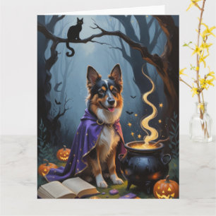 Carte Peinture de Halloween fantaisiste de Chien de Berg