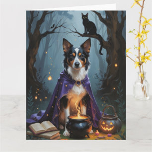 Carte Peinture de Halloween fantaisiste de chien Kelpie