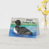 Carte Peinture de huard pour la fête des pères Aquarelle (Fleur jaune)