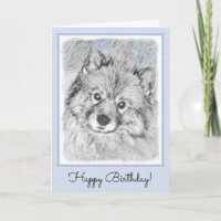 Peinture de Keeshond Beth - Cute Original Dog Art