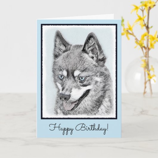 Carte Peinture de Klee Kai en Alaska (Fleur jaune)