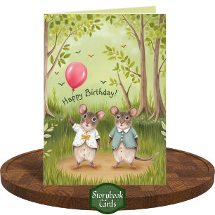 Carte Peinture de la forêt de couple de souris mûre Anni
