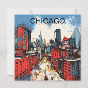 Carte Peinture de la skyline de Chicago – Art urbain de
