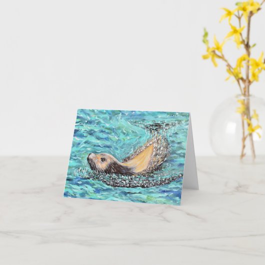 Carte Peinture de lion de mer (Fleur jaune)