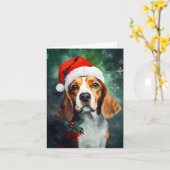 Carte peinture de Noël beagle (Fleur jaune)