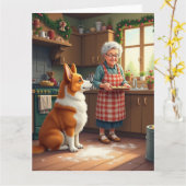 Carte Peinture de Noël de Grand-Mère faisant de la pâtis (Fleur jaune)