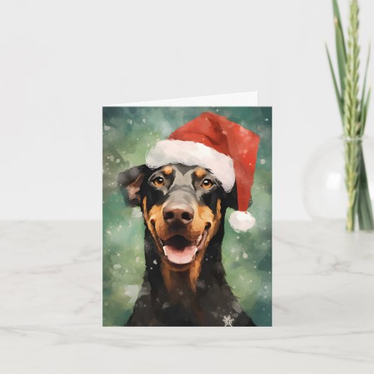 Carte Peinture de Noël Doberman (Devant)