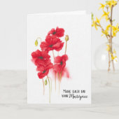 Carte Peinture de pavot rouge pour l'anniversaire (Fleur jaune)