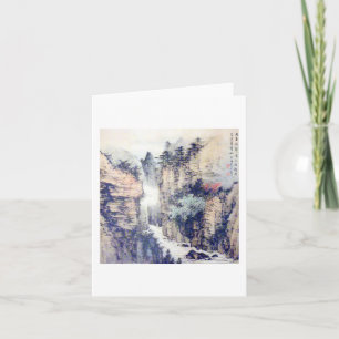 Carte Peinture de pinceau chinois avec poème par Li Bai