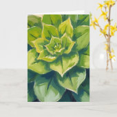 Carte Peinture de plante succulente verte (Fleur jaune)