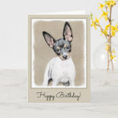 Carte Peinture de Rat terrier - art original mignon de (Fleur jaune)