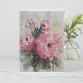 Carte Peinture de roses roses (Debout devant)