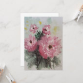 Carte Peinture de roses roses (Devant/Arrière en situation)