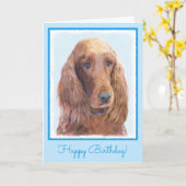 Carte Peinture de Setter irlandais - Joli art original d (Fleur jaune)