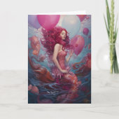 Carte Peinture de sirène Ballons d'anniversaire rose (Devant)