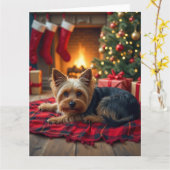 Carte Peinture de soirée de Noël confortable de Yorkshir (Fleur jaune)