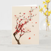 Carte Peinture de style oriental, fleur de prune au prin (Fleur jaune)