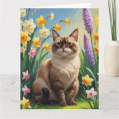 Carte Peinture des fleurs de printemps de chats abyssini (Devant)
