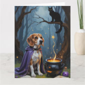 Carte Peinture d'Halloween de chien beagle (Devant)