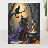 Carte Peinture d'Halloween en chats noirs (Devant)