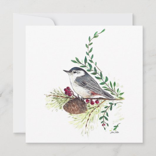 Carte Peinture d'oiseaux de Nuthatch (Devant)