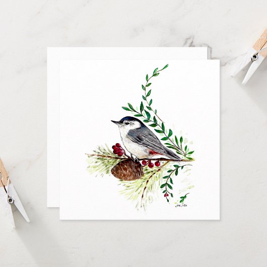 Carte Peinture d'oiseaux de Nuthatch