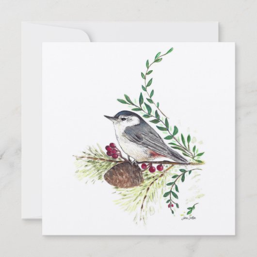 Carte Peinture d'oiseaux de Nuthatch (Devant)