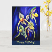 Carte Peinture d'orchidées bleues (Fleur jaune)