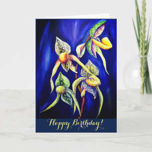 Carte Peinture d'orchidées bleues