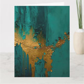 Carte Peinture dorée moderne sur Turquoise (Devant)