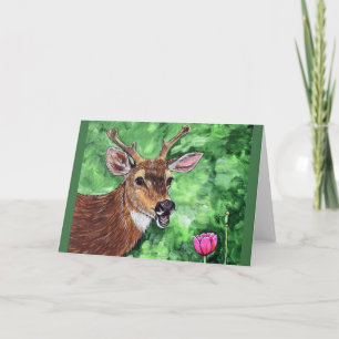 Carte Peinture drôle de cerfs