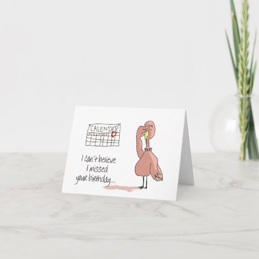 Carte Peinture drôle lunatique d'oiseau de Flamant rose (Devant)