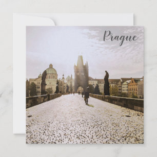 Carte Peinture du pont Charles à Prague au lever du sole