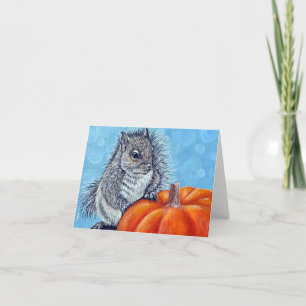 Carte Peinture d'un écureuil et d'une citrouille