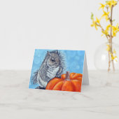 Carte Peinture d'un écureuil sur citrouille (Fleur jaune)