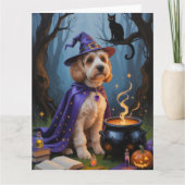 Carte Peinture fantaisiste d'Halloween de chien Cockapoo (Devant)