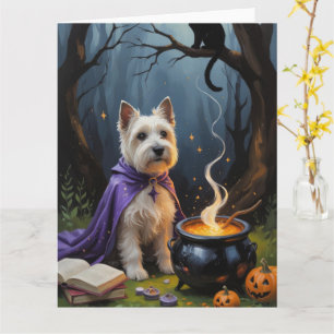 Carte Peinture fantaisiste d'Halloween de Terrier Cairn