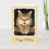 Carte Peinture folle de chat - art original mignon de (Devant)