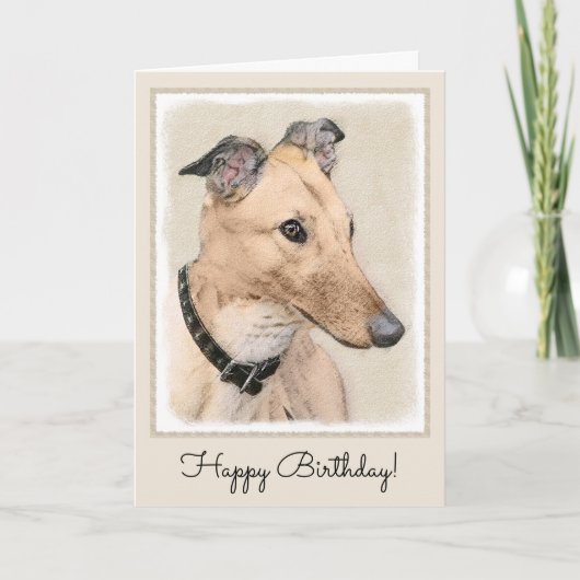 Carte Peinture Greyhound - Cute Original Chien Art (Devant)