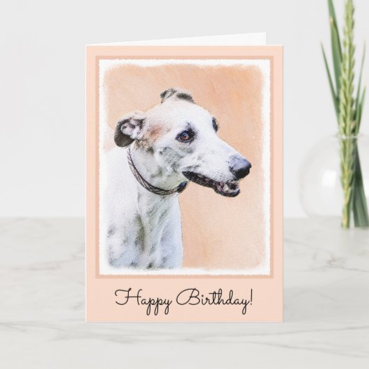 Carte Peinture Greyhound - Cute Original Chien Art (Devant)