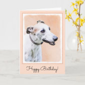 Carte Peinture Greyhound - Cute Original Chien Art (Fleur jaune)