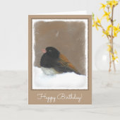 Carte Peinture Junco foncée - Art original pour oiseaux (Fleur jaune)