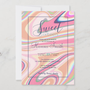 Carte Peinture Liquide Retro Pink Swirl Design esthétiqu