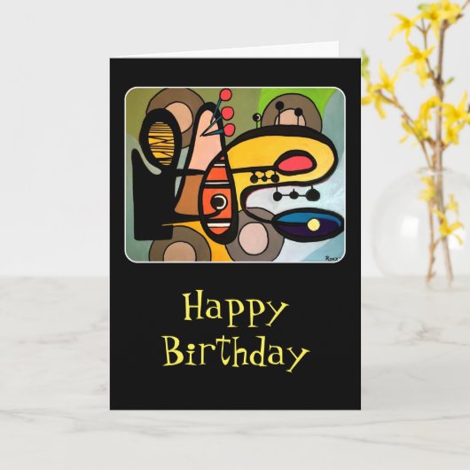 Carte Peinture "Mid-Century Modern Abstrait the Machine" (Fleur jaune)