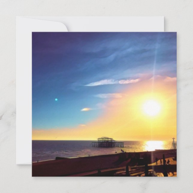 Carte Peinture numérique - Coucher de soleil sur la jeté (Devant)