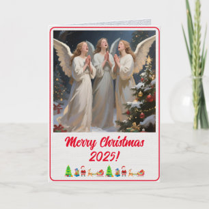 Carte Peinture numérique personnalisée d'anges de Noël