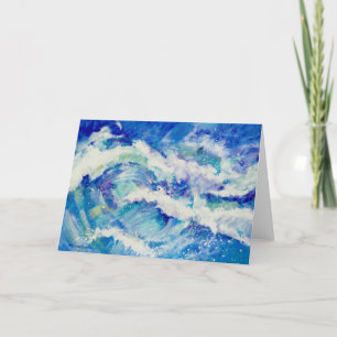 Carte Peinture Ocean Waves en blues et en blanc