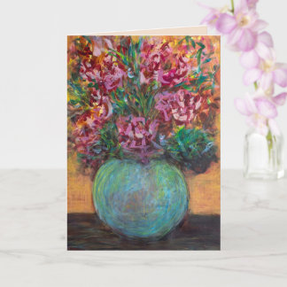 Carte Peinture originale de bouquet floral d'art fin