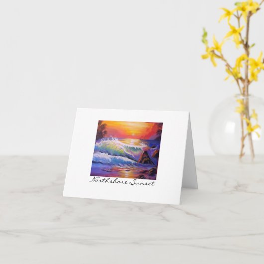 Carte Peinture originale de coucher du soleil de (Fleur jaune)