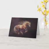 Carte Peinture Pastel D'Un Cheval De Course (Fleur jaune)